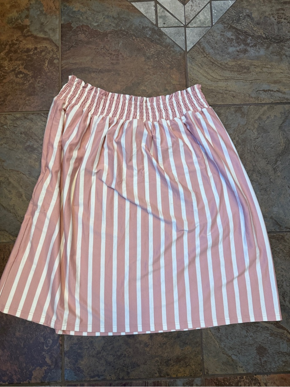 Tickled Teal Pink and White Vertical-Stripe A-Line Skirt